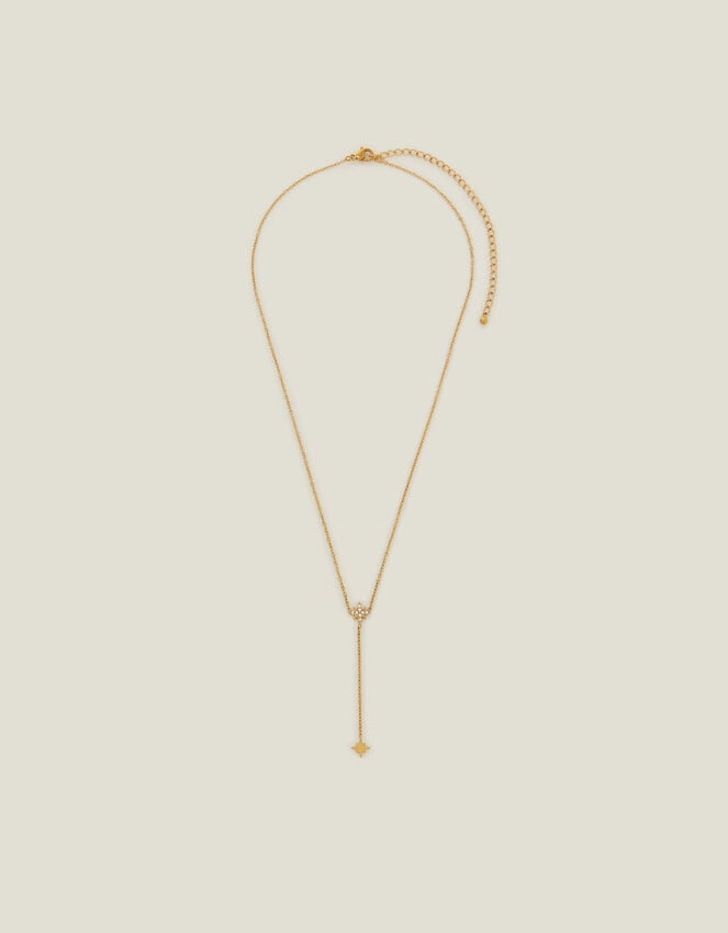 Accessorize 14ct Gold-Plated Diamante Star Lariat Necklace