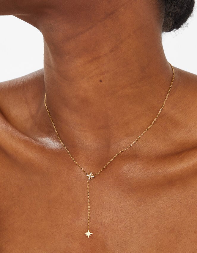 Accessorize 14ct Gold-Plated Diamante Star Lariat Necklace