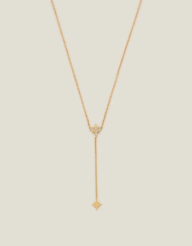 accessorize 14ct Gold-Plated Diamante Star Lariat Necklace