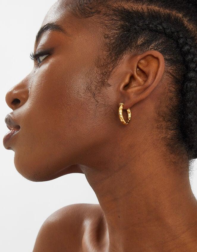 Accessorize 14ct Gold-Plated Diamond Cut Horseshoe Hoop Earrings