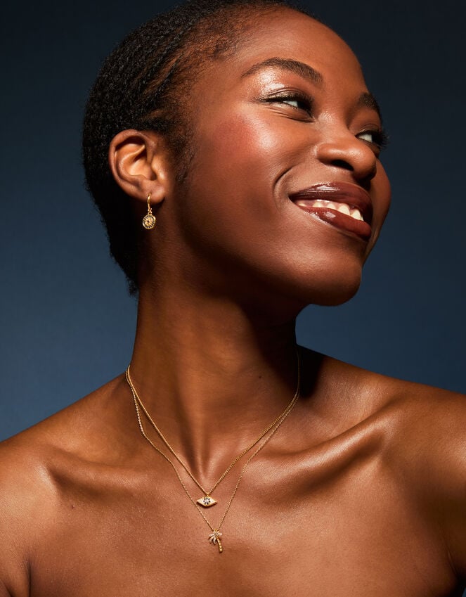 Accessorize 14ct Gold-Plated Evil Eye Charm Necklace