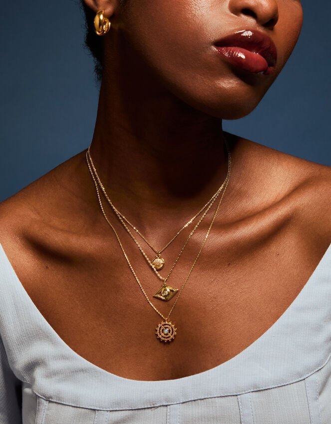 Accessorize 14ct Gold-Plated Evil Eye Pendant Necklace