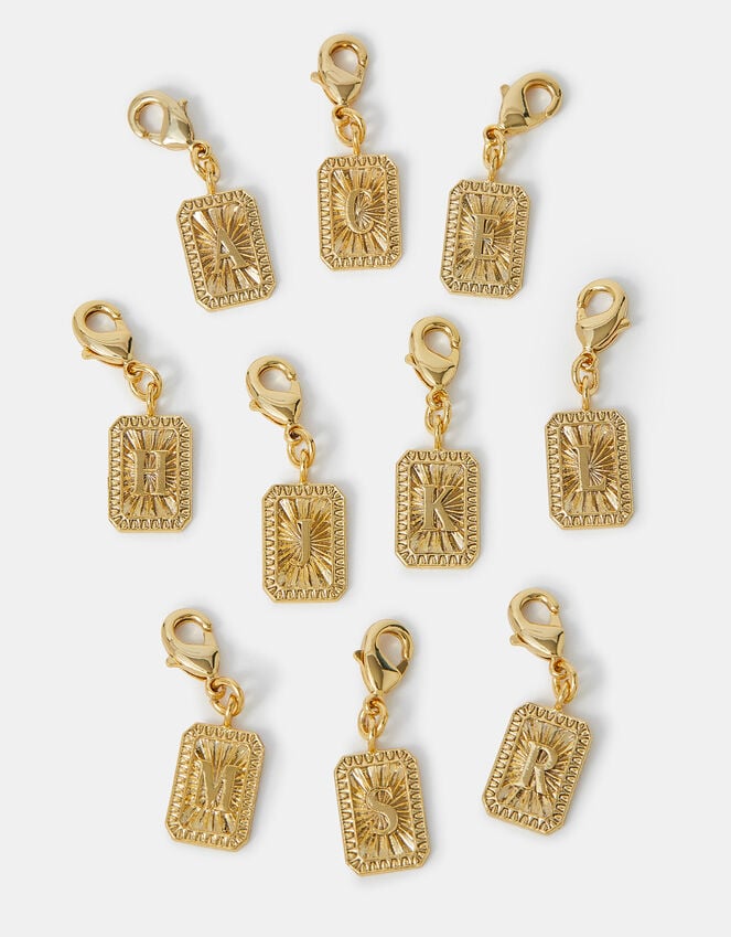 Accessorize 14ct Gold-Plated Framed Initial Charm Gold