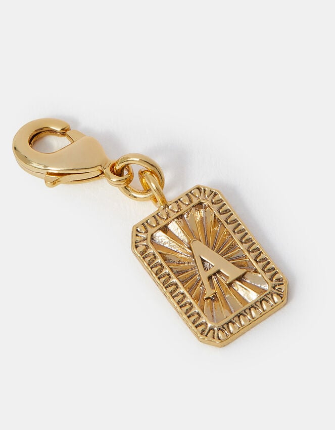 accessorize 14ct Gold-Plated Framed Initial Charm Gold