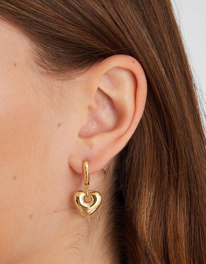 Accessorize 14ct Gold-Plated Heart Huggie Hoop Earrings