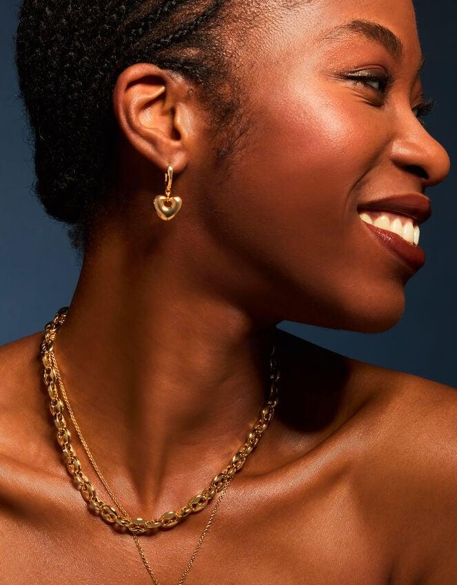 Accessorize 14ct Gold-Plated Heart Huggie Hoop Earrings