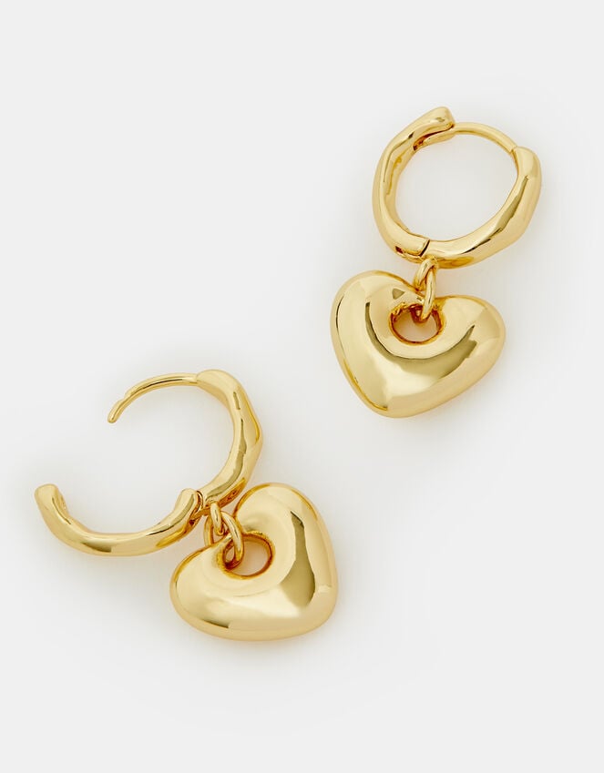 accessorize 14ct Gold-Plated Heart Huggie Hoop Earrings