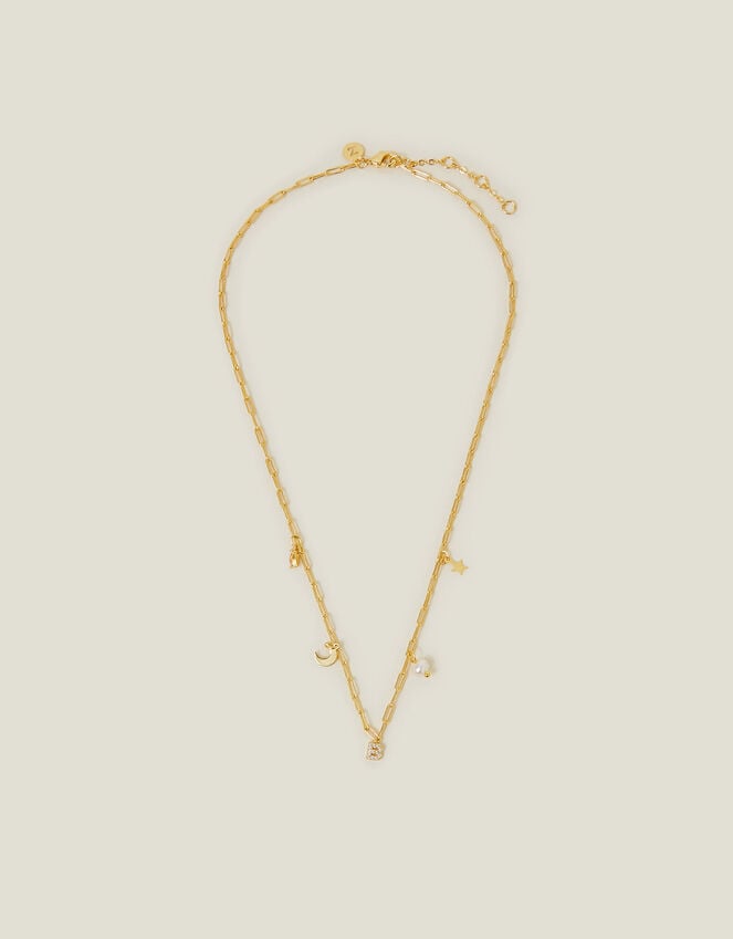 Accessorize 14ct Gold-Plated Initial Charm Necklace Gold