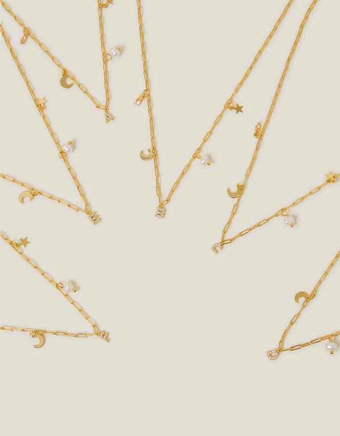 Accessorize 14ct Gold-Plated Initial Charm Necklace Gold