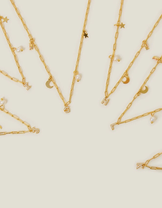 Accessorize 14ct Gold-Plated Initial Charm Necklace Gold