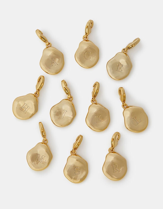 Accessorize 14ct Gold-Plated Initial Molten Charm Gold