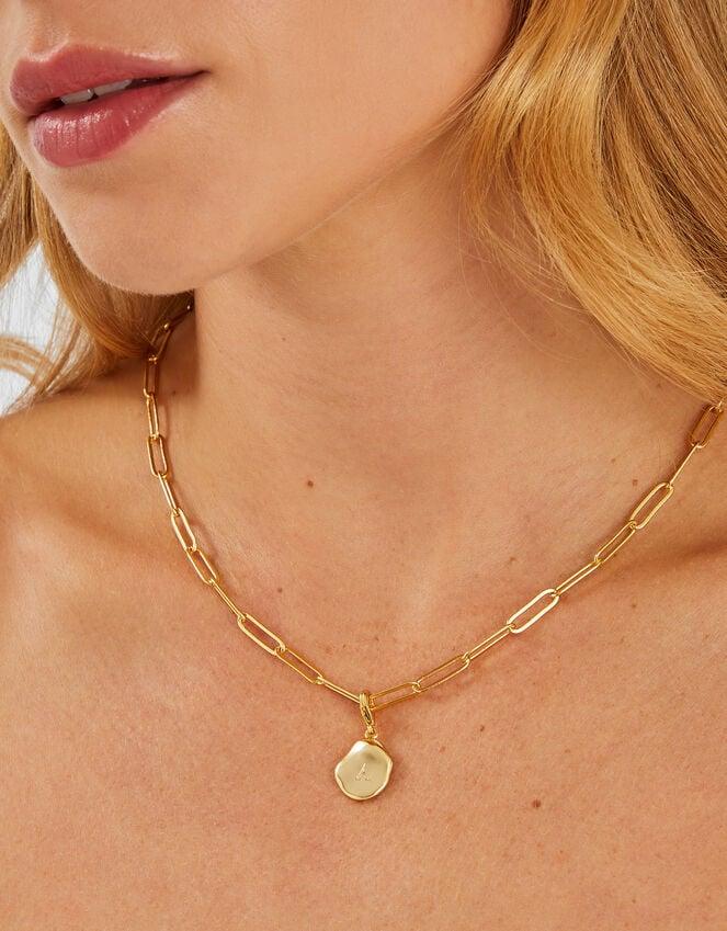 Accessorize 14ct Gold-Plated Initial Molten Charm Gold