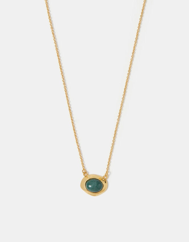 accessorize 14ct Gold-Plated Irregular Aventurine Pendant Necklace