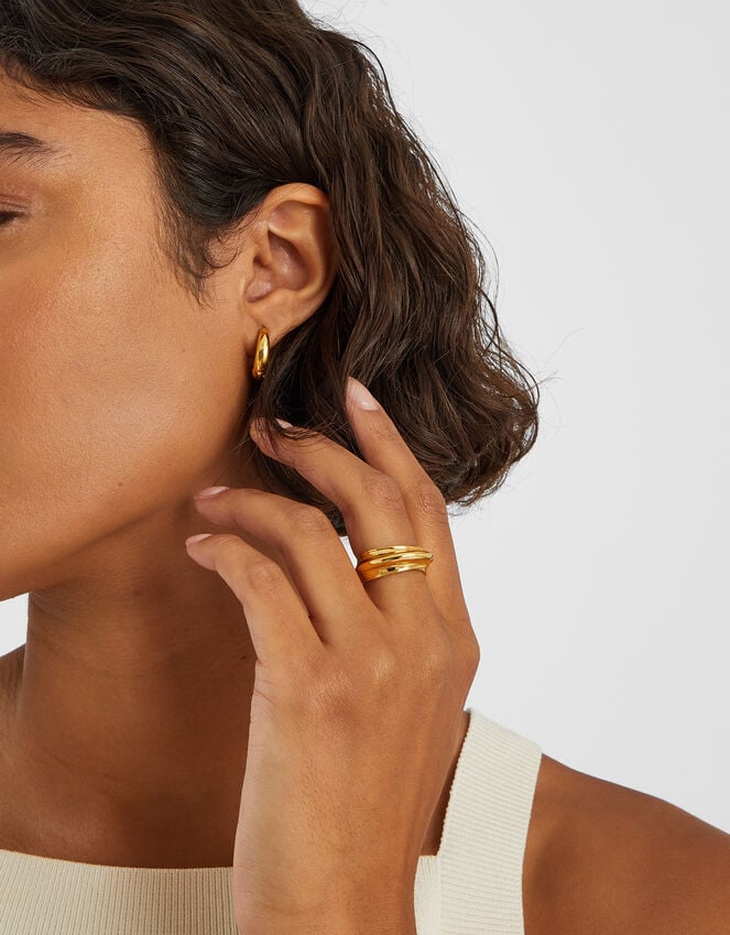 Accessorize 14ct Gold-Plated Irregular Ridge Ring Gold