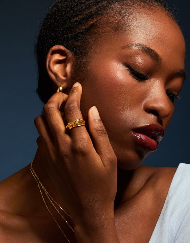 Accessorize 14ct Gold-Plated Irregular Ridge Ring Gold