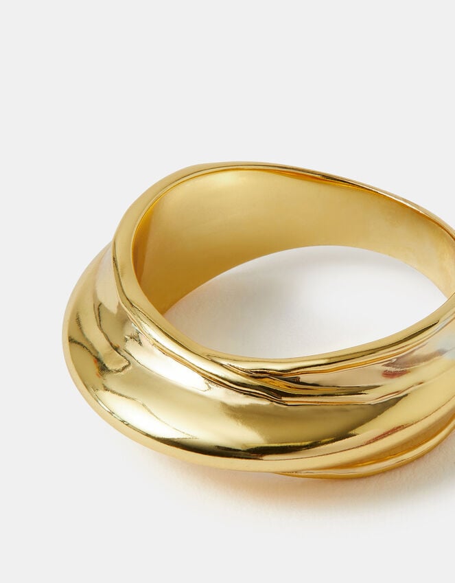 accessorize 14ct Gold-Plated Irregular Ridge Ring Gold