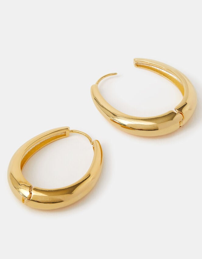 accessorize 14ct Gold-Plated Large Oval Hoop Earrings