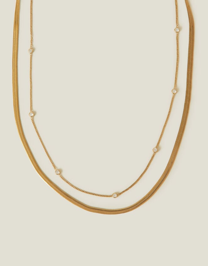 Accessorize 14ct Gold-Plated Layered Diamante Omega Chain Necklace