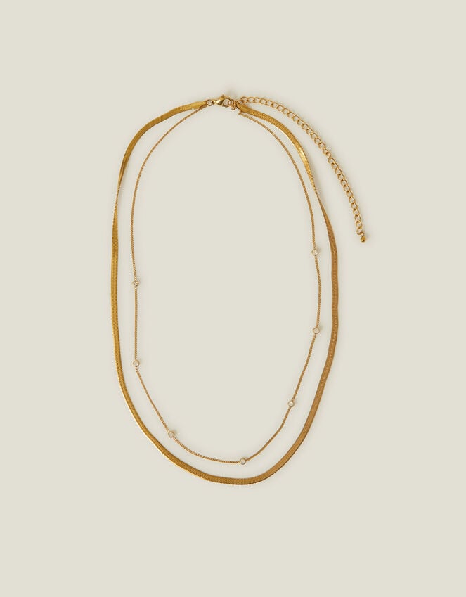 Accessorize 14ct Gold-Plated Layered Diamante Omega Chain Necklace