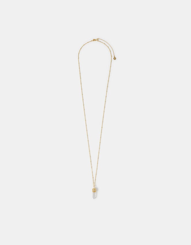 Accessorize 14ct Gold-Plated Long Rose Quartz Pendant Necklace