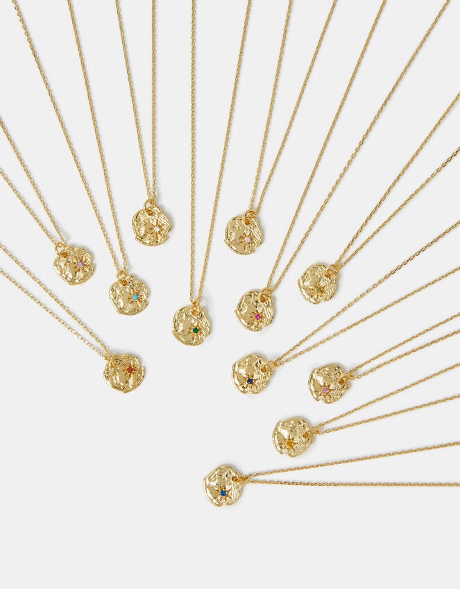 Accessorize 14ct Gold-Plated Molten Birthstone Pendant Necklace Gold