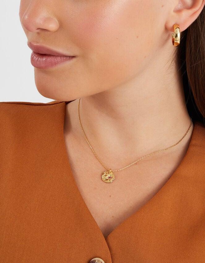 Accessorize 14ct Gold-Plated Molten Birthstone Pendant Necklace Gold
