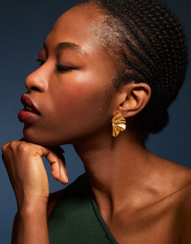 Accessorize 14ct Gold-Plated Molten Fan Stud Earrings