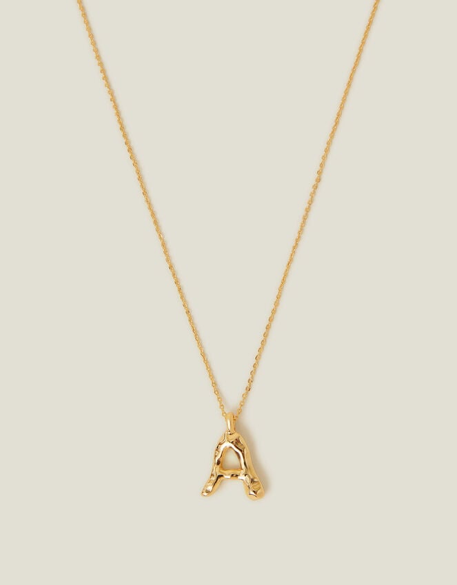 Accessorize 14ct Gold-Plated Molten Initial Pendant Necklace Gold