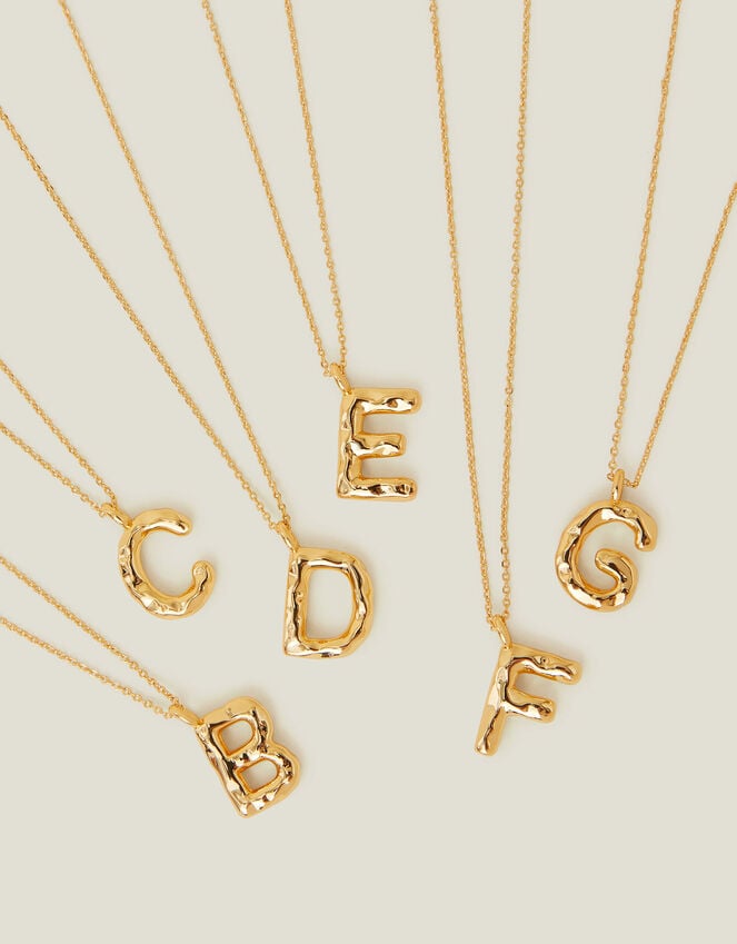 Accessorize 14ct Gold-Plated Molten Initial Pendant Necklace Gold