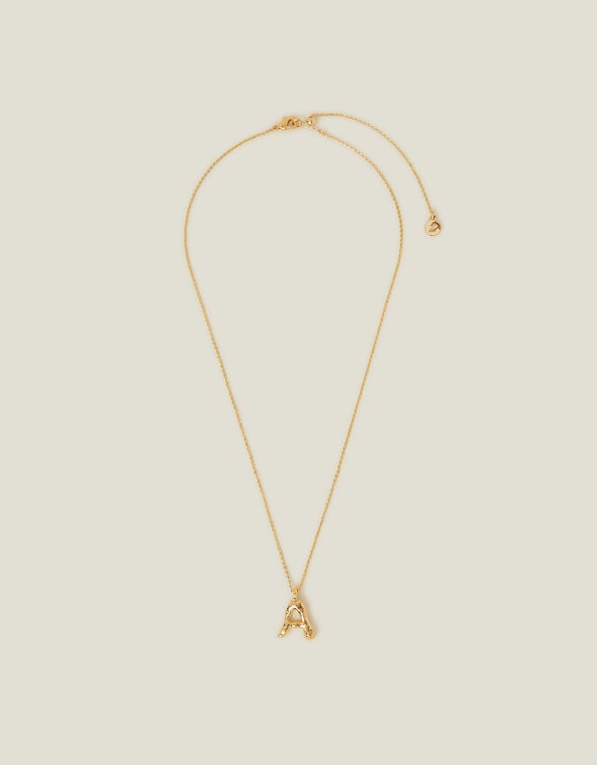 accessorize 14ct Gold-Plated Molten Initial Pendant Necklace Gold