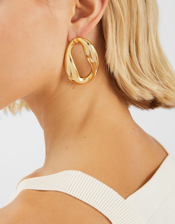 Accessorize 14ct Gold-Plated Molten Loop Stud Earrings