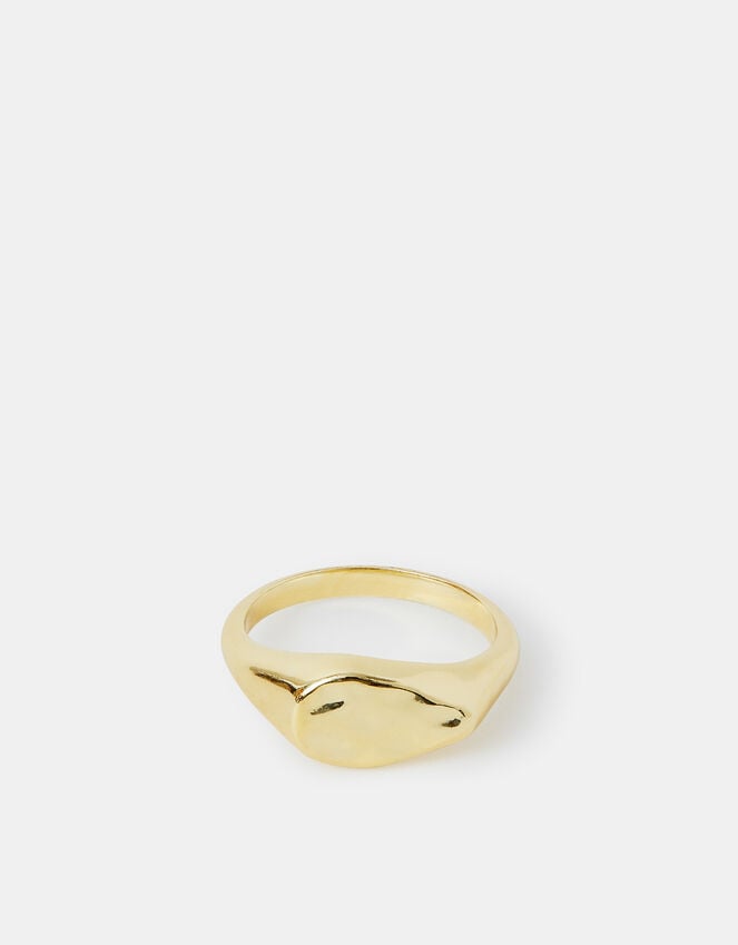 Accessorize 14ct Gold-Plated Molten Signet Ring Gold