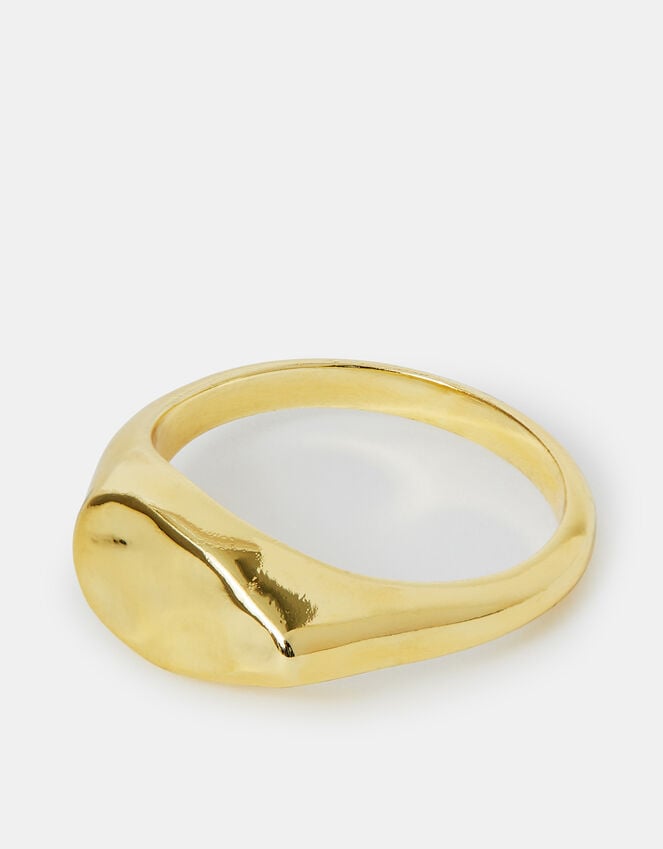 accessorize 14ct Gold-Plated Molten Signet Ring Gold