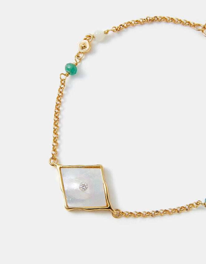 accessorize 14ct Gold-Plated Mother Of Pearl Chain Bracelet