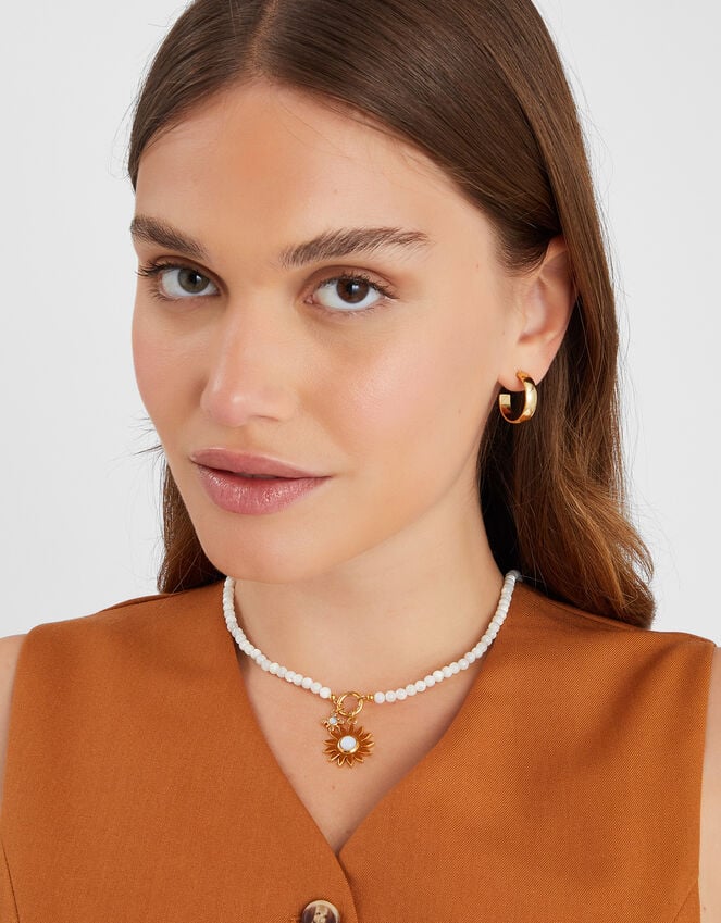 Accessorize 14ct Gold-Plated Mother Of Pearl Sun Bead Necklace