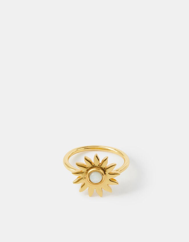 Accessorize 14ct Gold-Plated Mother Of Pearl Sun Ring Gold