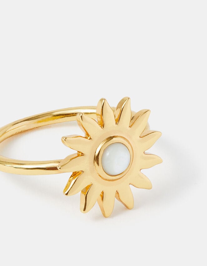 accessorize 14ct Gold-Plated Mother Of Pearl Sun Ring Gold