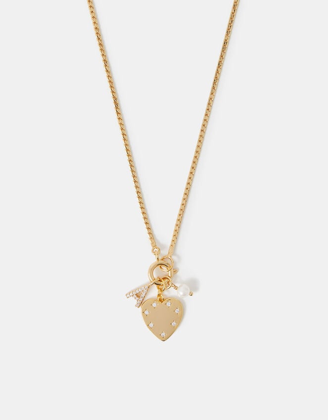 accessorize 14ct Gold-Plated Omega Initial Charm Necklace Gold