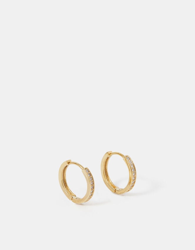Accessorize 14ct Gold-Plated Pavé Huggie Hoop Earrings