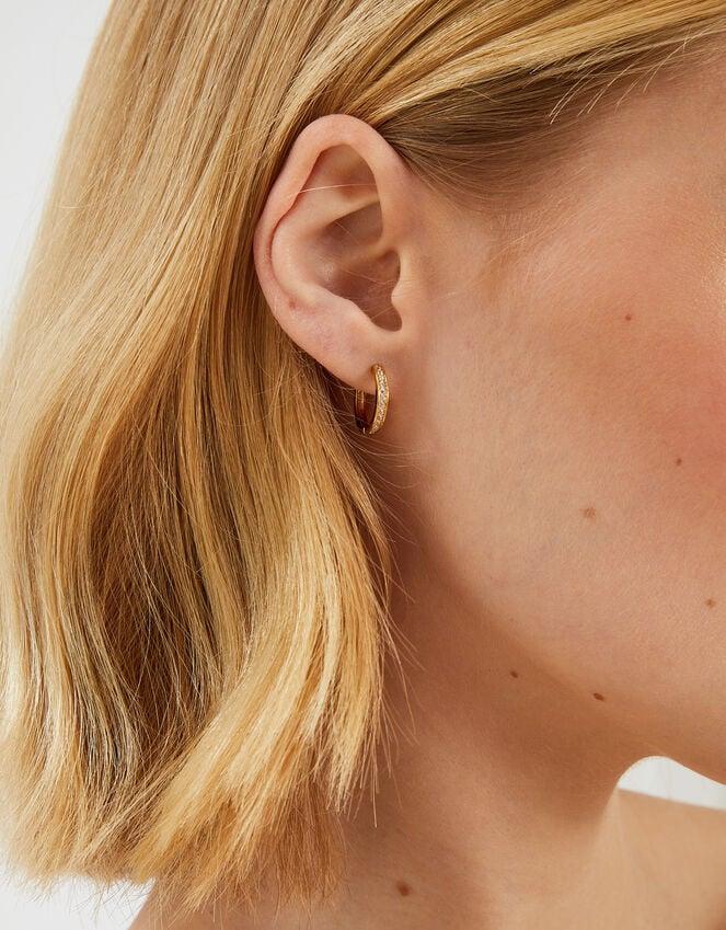 Accessorize 14ct Gold-Plated Pavé Huggie Hoop Earrings