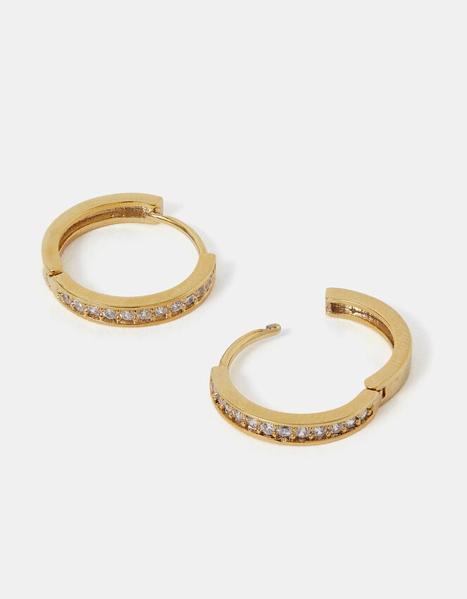 accessorize 14ct Gold-Plated Pavé Huggie Hoop Earrings