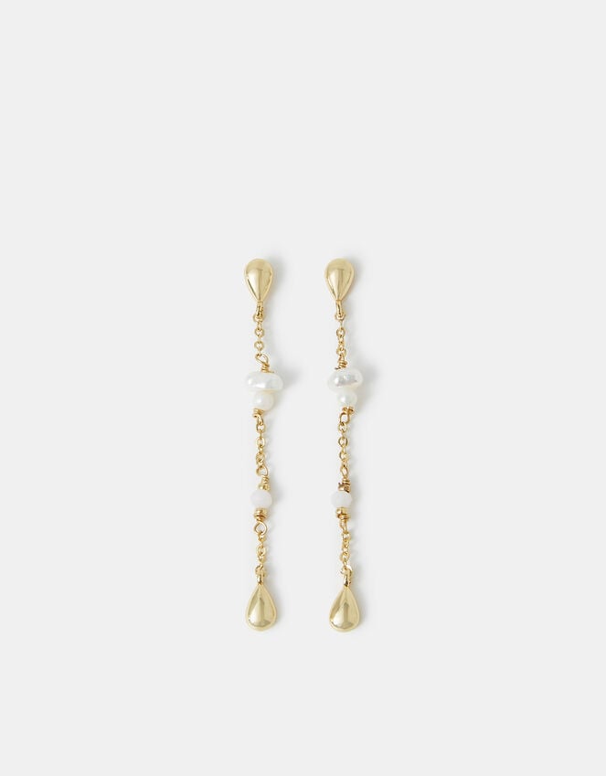 Accessorize 14ct Gold-Plated Pearl Chain Drop Earrings
