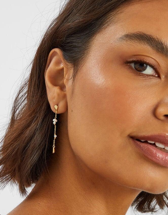 Accessorize 14ct Gold-Plated Pearl Chain Drop Earrings