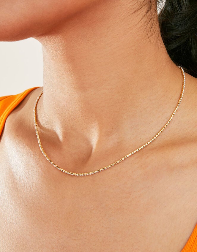 Accessorize 14ct Gold-Plated Pearl Sparkle Tennis Necklace