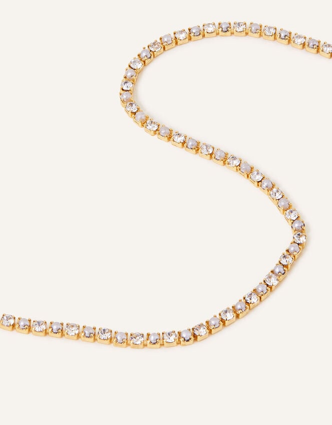 accessorize 14ct Gold-Plated Pearl Sparkle Tennis Necklace