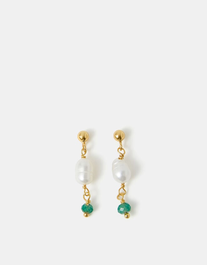 Accessorize 14ct Gold-Plated Pearl Stone Drop Earrings