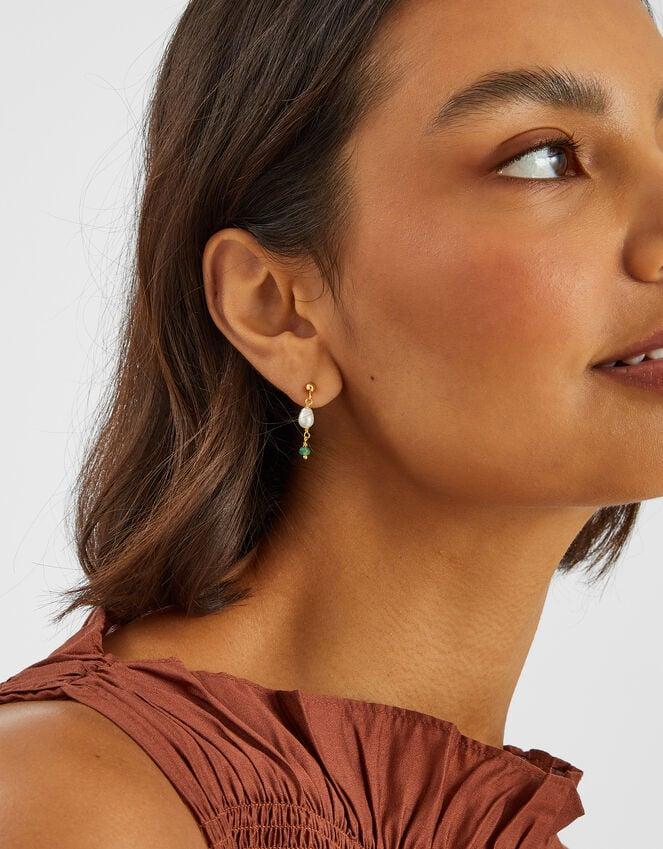 Accessorize 14ct Gold-Plated Pearl Stone Drop Earrings