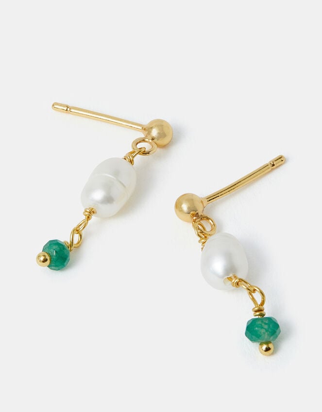 accessorize 14ct Gold-Plated Pearl Stone Drop Earrings
