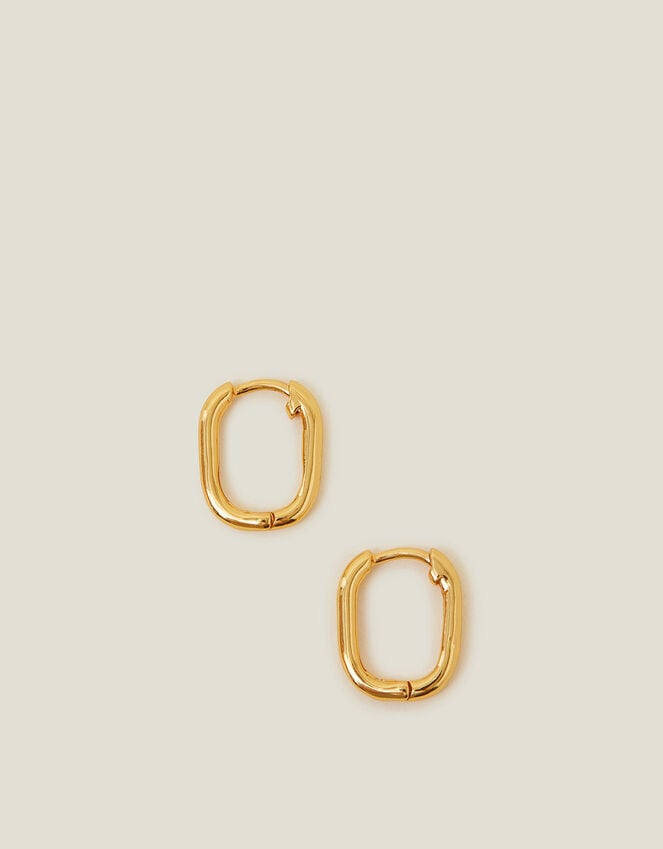 Accessorize 14ct Gold-Plated Rectangular Hoop Earrings