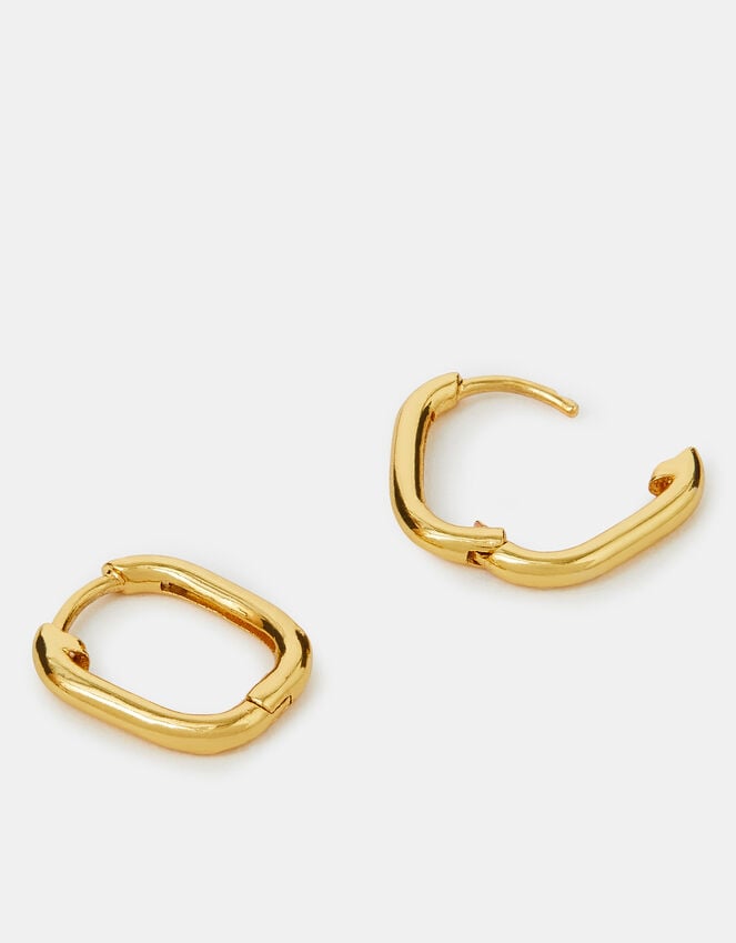 accessorize 14ct Gold-Plated Rectangular Hoop Earrings